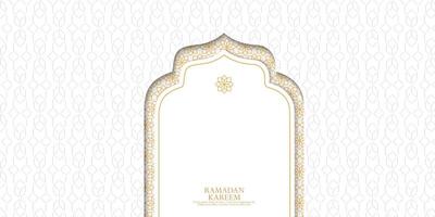 ramadan kareem and Eid greeting card with gold arabic pattern vector