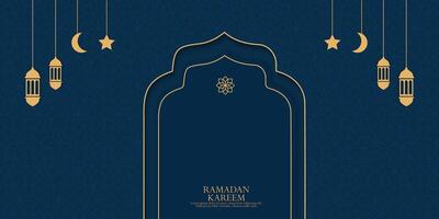 ramadan kareem greeting card with arabic calligraphy design and copy space vector