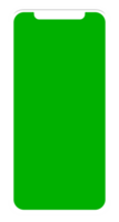 Front View of the Smartphone Silhouette in Green Screen, can use for mock up, apps, website, pictogram, logo gram, art illustration or graphic design element, white frame png