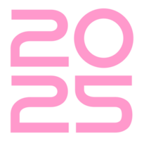 2025 Design Illustration, flat, simple, memorable and eye catching, can use for Calendar Design, Website, News, Content, Infographic, Happy New Year, or Graphic Design Element, pink png