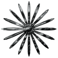 3D flower shape Y2K chrome elements with transparent background png