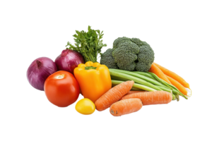 A group of vegetables including carrots, onions, and peppers png