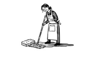 forms a sketch of the floor mopping icon video