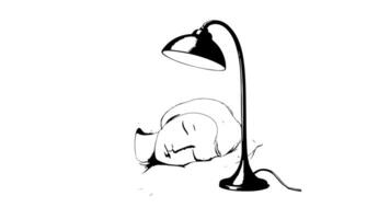 animation forms a sketch of a person icon and a sleeping lamp video