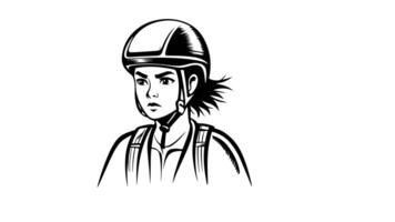 Animation forms a sketch of an icon for wearing a bicycle helmet video