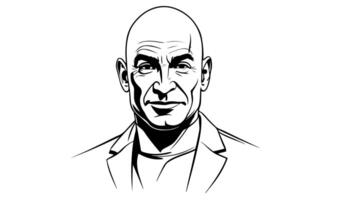 Animation forms a sketch of a bald person icon video