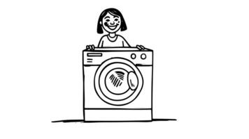 forms a sketch of a person and washing machine icon video