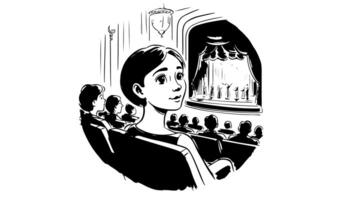 Animation forms a sketch of an opera watching icon video