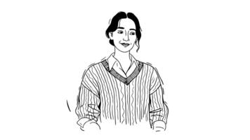 Animation forms a sketch of an icon of a person wearing a sweater video