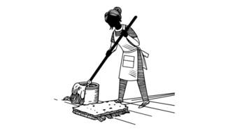 Animation forms a sketch of the floor mopping icon video