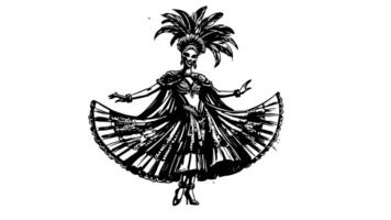 Animation forms a sketch of a samba dancer icon video
