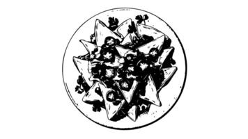 The animation forms a sketch of the Nacho icon from Mexico video