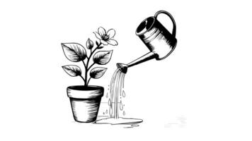 forms a sketch of the icon for watering plants video