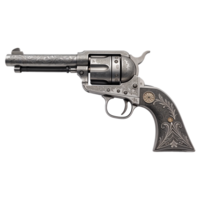Engraved Colt 1861 Navy Revolver with Ornate Scrollwork on Transparent Background png