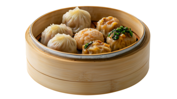 Natural bamboo texture and vibrant steamed dumplings png