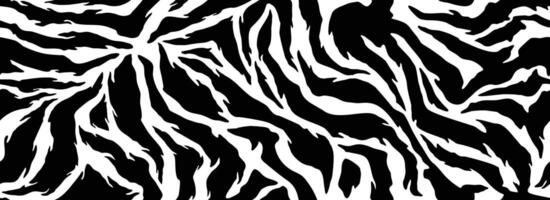 Zebra skin, stripes pattern. Tiger background. Animal print, black and white detailed and realistic texture vector