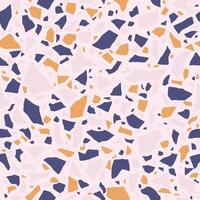 Terrazzo flooring texture. Polished pebble stone tile background. Abstract blue and orange color seamless pattern vector