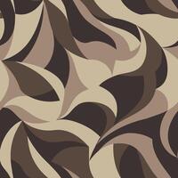 Camo curly waves abstract background. Fashionable seamless camouflage. Stylized abstract petals pattern in brown sand colors can be used for web page backgrounds, wallpapers, printing on fabric vector
