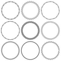 Decorative tribal openwork circle frames. Geometric ethnic ornate round border on white background. Mayan style pattern vector