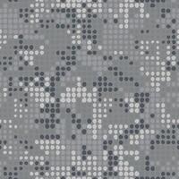 Digital light gray monochrome background. Seamless halftone dots camouflage pattern for your design. Camo texture vector