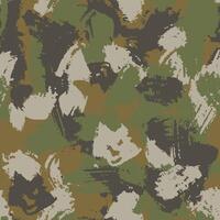 Blots khaki camo seamless chaotic pattern of paint splashes spots. Hand drawn camouflage texture for printing on fabric. Urban ink grunge background vector