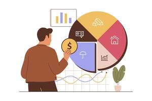 Flat design of asset allocation dividing an investment vector