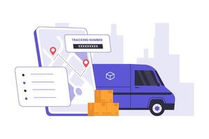 Illustration of package shipping tracking vector