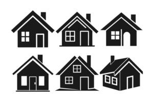 Clean Black Silhouette House Icons for Custom Projects vector