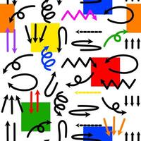Set of colorful Hand drawn arrows doodle on white background. design element illustration vector