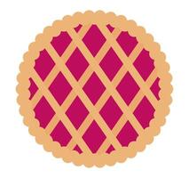 National Cherry Pie Day. Pie top view. Cooked tasty round food pastry pie desserts exact , cherry pie. a pie with a lattice pattern on it vector