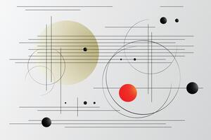 Modern Memphis geometric shapes background. Peaceful backdrop with circles, and lines. Abstract geometry graphics composition. vector