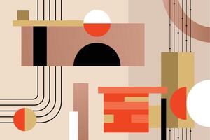 Memphis geometric shapes background. Modern backdrop with circles, lines, and rectangles. Abstract geometry graphics composition. vector