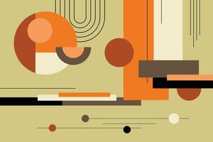 Memphis geometric shapes background. Modern abstract backdrop with circles, lines, and rectangles. Composition of simple geometric shapes. vector