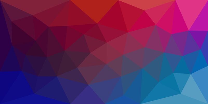 A vibrant abstract background with geometric polygons in shades of red, pink, purple, and blue, creating a bold and dynamic gradient effect.