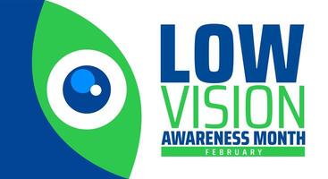 Low Vision Awareness Month background banner or poster design template with blue and green color vector