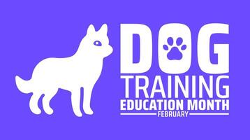 Dog Training Education Month background banner or poster design template. observed every year in February. Holiday concept. Use to any Template, card, poster, placard, template. vector