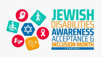 Jewish Disabilities Awareness, Acceptance and Inclusion Month background banner or poster design template with unique design. vector
