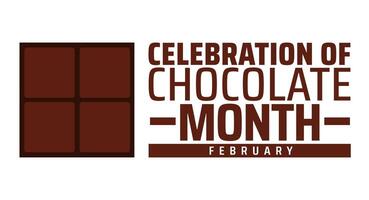 Celebration of Chocolate Month background banner or poster design template. observed every year in February. Holiday concept. Use to any Template, card, poster, placard, template. vector