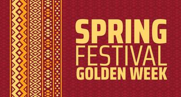 Spring Festival Golden Week background banner or poster design with red and golden color vector