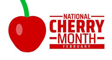 National Cherry Month background banner or poster design template. observed every year in February with red and green color design. vector