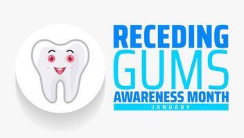 receding gums awareness month background banner with tooth icon vector