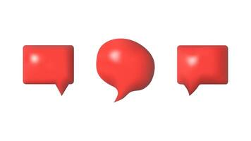 3D speech bubbles different shapes message icon. For social media advertising posters. isolated set. vector