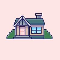Simple house eco compatible home with chimney cartoon illustration Collection of house concept icon isolated vector
