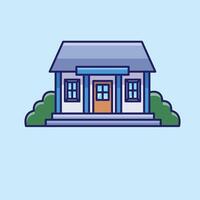 Simple townhouse home with windowed door cartoon illustration Collection of house concept icon isolated vector