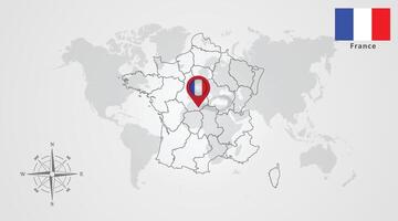 France flag icon design with map outline, Template with the national flag and map vector
