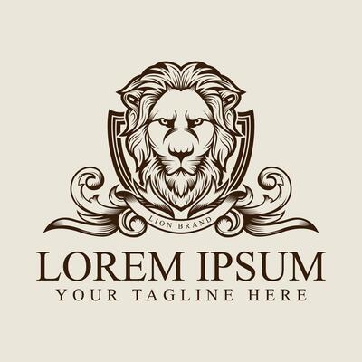 Heraldry royal Lion with classic Ornament Suitable for Brands Identity design template