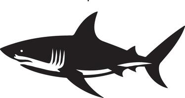 a black and white shark silhouette on a white background vector