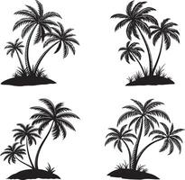 Collection of silhouettes of palm trees. vector