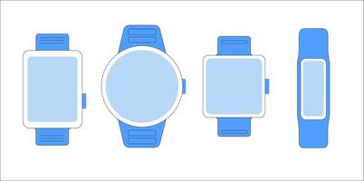Fitness bracelet and smartwatch set for tracking activity, heart rate, and sleep. Perfect for workouts, notifications, and daily health monitoring. vector