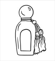 Vintage-inspired perfume bottle with a decorative tassel. Perfect for personal use, gifting, or display. Elevates any fragrance collection beautifully. vector